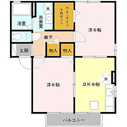 ニューポワール　Ａ/Ｂ/Ｃ 1階2DKの間取り