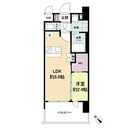 Osaka Metro中央線 阿波座駅 徒歩8分の賃貸マンション 10階1LDKの間取り