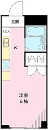 グリーンネスめじろ台 3階ワンルームの間取り
