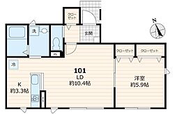 日暮里舎人ライナー 高野駅 徒歩13分の賃貸アパート 1階1LDKの間取り