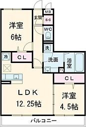 エスペランサ 1階2LDKの間取り