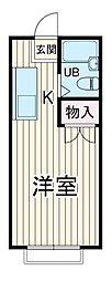 エステートピア八千代台東 2階ワンルームの間取り