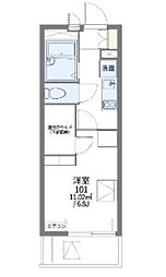 レオパレスシャルマンII 2階1Kの間取り