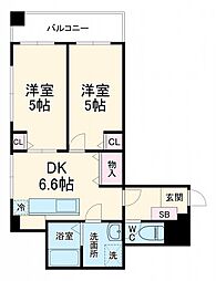 ヒカリレジデンス 2DKの間取図画像