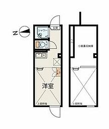 JR山手線 新大久保駅 徒歩5分の賃貸アパート 1階ワンルームの間取り