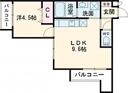 プライベートレジデンス西院II 3階1LDKの間取り