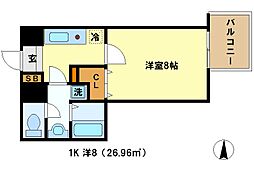 ベラジオ烏丸御池 2階1Kの間取り