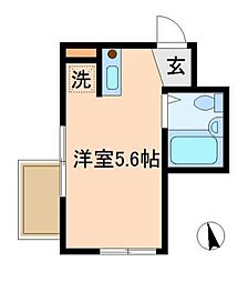 東京メトロ千代田線 町屋駅 徒歩10分の賃貸アパート 2階ワンルームの間取り