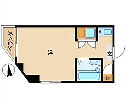 プラムフィールド 3階ワンルームの間取り