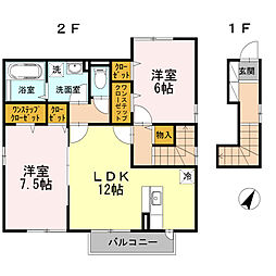エスコートみなみB 2LDKの間取図画像