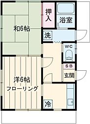 サン・グリーン 1階2Kの間取り