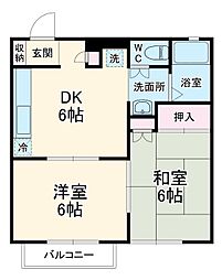 エスペランサ城南 2DKの間取図画像