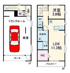 TSP　GARAGE　KASAHATAーGT 1階1LDKの間取り