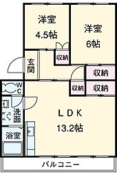 Ｍｉｎｏｒｕ 4階2LDKの間取り