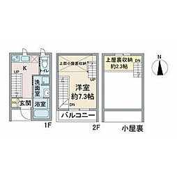 東海交通事業城北線 比良駅 徒歩9分の賃貸アパート 1階1Kの間取り