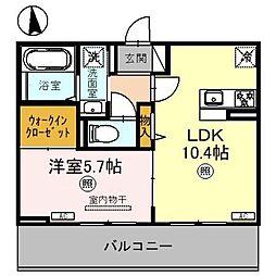 パークサイドグリーン 2階1LDKの間取り