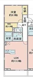 メゾンドソレイユLacine 1LDKの間取図画像