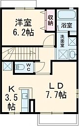 JR東北本線 小山駅 3.7kmの賃貸アパート 2階1LDKの間取り