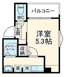 MELDIA北与野 1階1Kの間取り