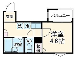 MELDIA北与野 2階1Kの間取り