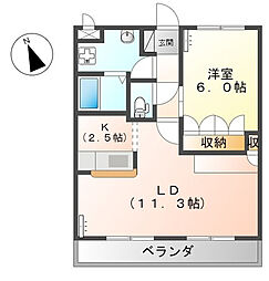 サンク　エトワール 3階1LDKの間取り