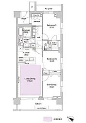 ソアラノーム荻窪天沼 4階3LDKの間取り