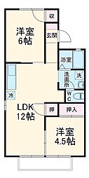 コーポハイブリッヂ 2LDKの間取図画像