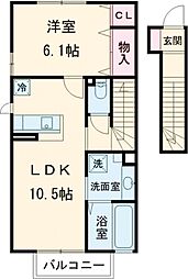 リドレーノア2 1LDKの間取図画像