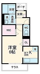 名鉄名古屋本線 豊明駅 4.9kmの賃貸アパート 1階1Kの間取り