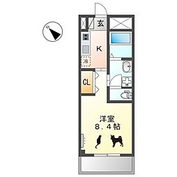 モンノール 3階1Kの間取り