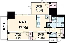 コンフォリア・リヴ板橋 10階3LDKの間取り