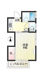 ハイツピクニック 2階1Kの間取り