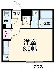 ニア武蔵小杉 1階ワンルームの間取り