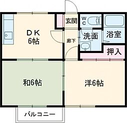 福森ハイツ 2階2DKの間取り