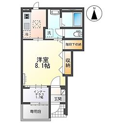 パリスM 1階1Kの間取り