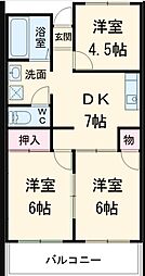 メゾンあすなろ 3DKの間取図画像