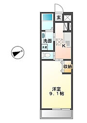 アメニティハイツツインズA 1Kの間取図画像