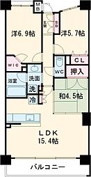 プレサンスロジェ太秦天神川駅前 2階3LDKの間取り
