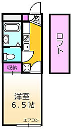 レオパレスタウンコート 2階1Kの間取り
