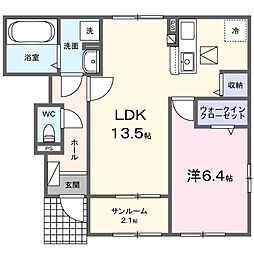 オークガーデン  I 1LDKの間取図画像