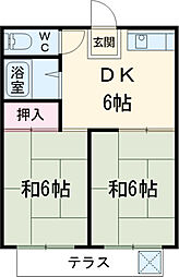 モンファミーユ 1階2DKの間取り