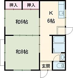 笠原町平屋 1階2DKの間取り