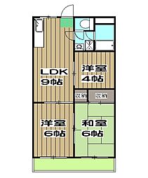 セジュールGAIA 2階2SLDKの間取り