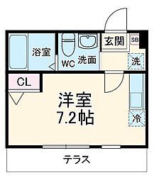 ハーミットクラブハウス東急元住吉 3階ワンルームの間取り