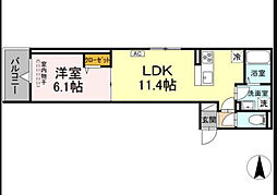 つくばエクスプレス 六町駅 徒歩8分の賃貸アパート 2階1LDKの間取り