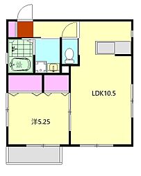ラ・ヴィータ1号 1階1LDKの間取り