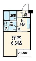 ボヌール蒲生 4階1Kの間取り