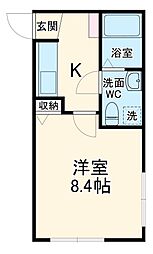 ｆ・スタイリオ小田原 2階1Kの間取り