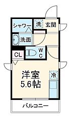 ＭＯＥ吉野町参番館 2階ワンルームの間取り