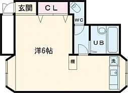 ハイツ碑文谷 2階ワンルームの間取り